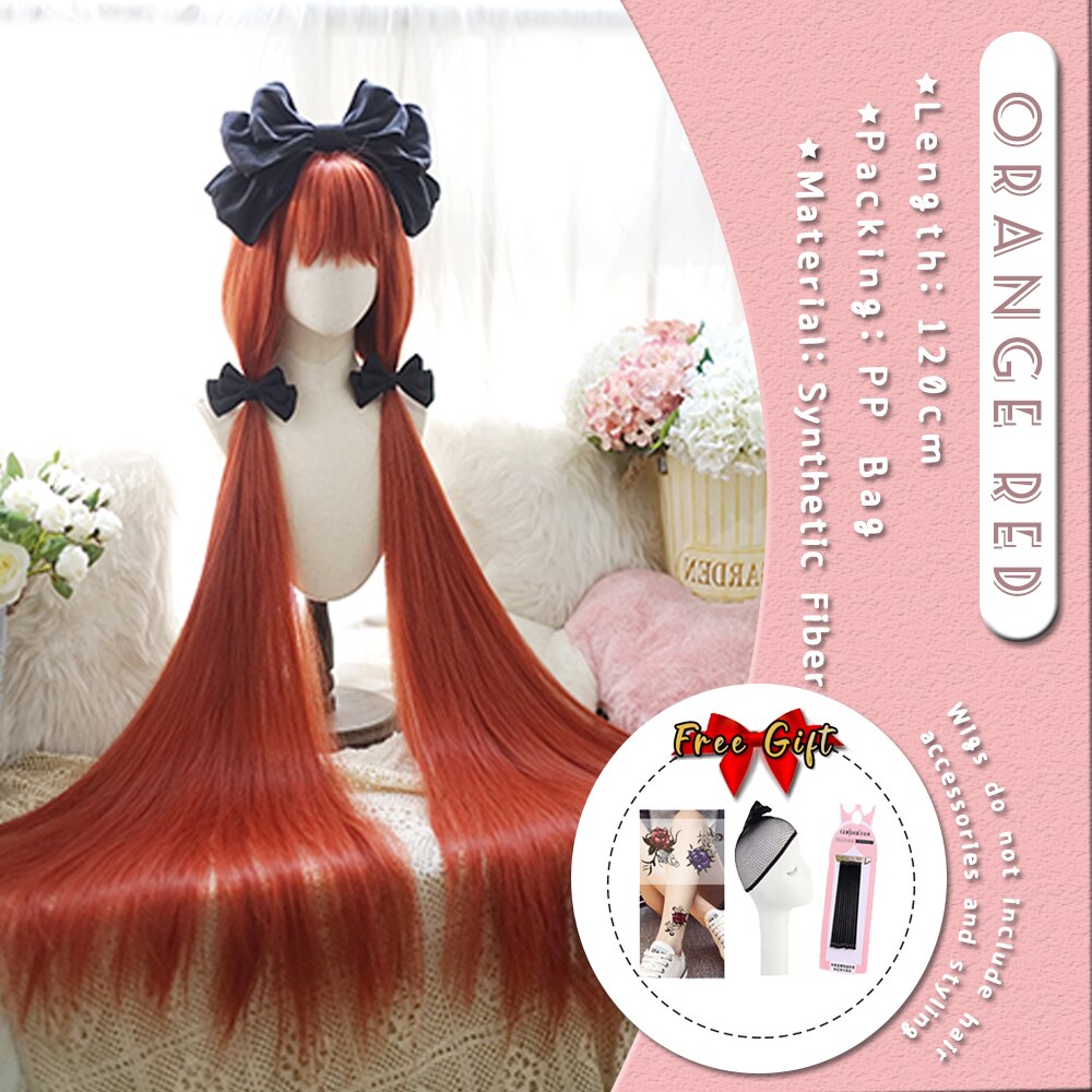 Extra Long Curly Hair with Bangs Cosplay Party Lolita Synthetic Wigs Heat Resistant Fiber