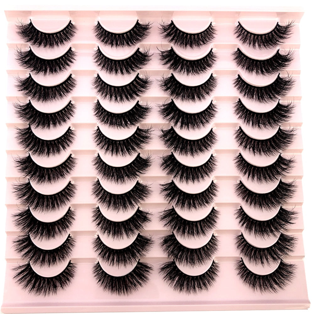 20 pairs 3D Mink Eyelashes Thick Natural False Eyelashes Crisscross Fake Eyelashes