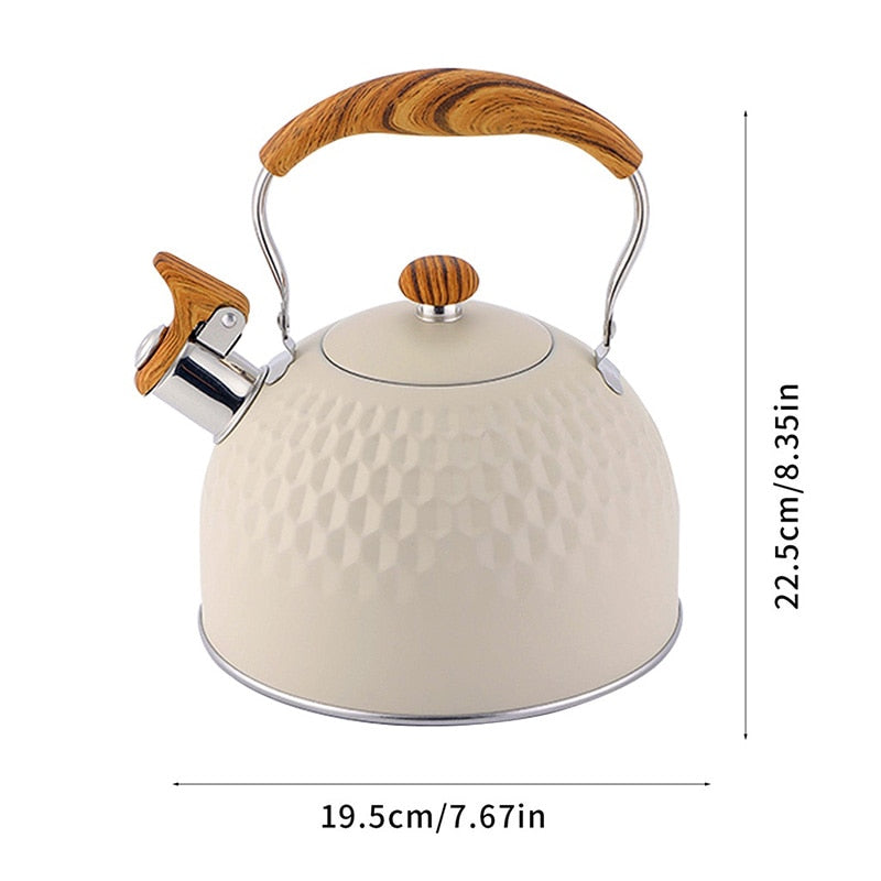 2.5L Whistle Kettle Flat Bottom Whistle Pot European Stainless Steel Large Capacity Pot Classic Water Boiler For All Stovetops