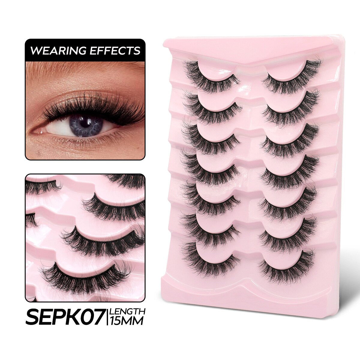 Cat Eye Lashes Fluffy Volume Mink False Eyelashes Winged End Eye Elongated Eyelashes 3D Mink Lashes Thick Fake Eyelash