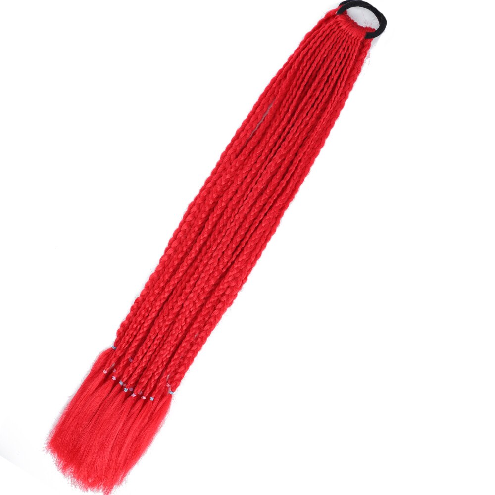 Colored Gradient Box Braided Ponytail For Girls With Elastic Hair Band Rubber Band Hair Accessories Wig Headband Hairpiece