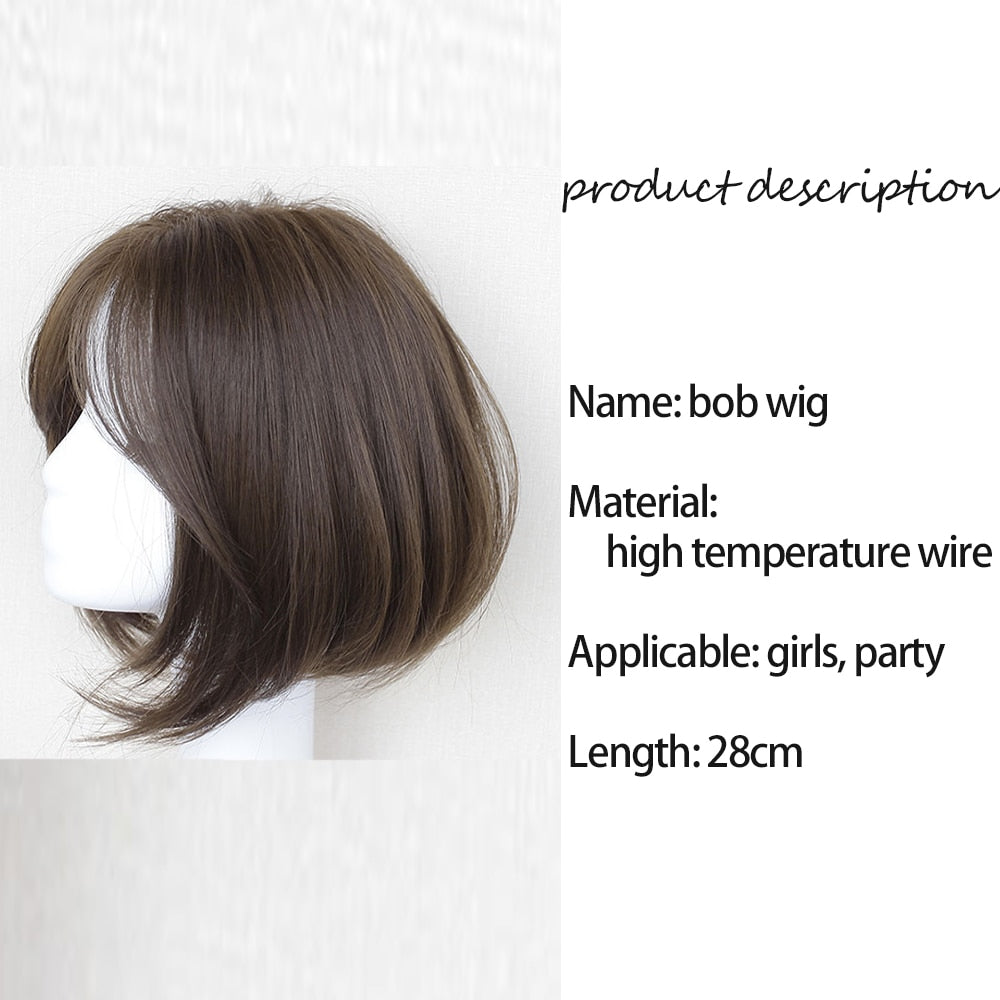Short Straight Wigs for Women Synthetic Hair Wig With Bangs Heat Resistant Party Daily Lolita Cosplay Natural Hair