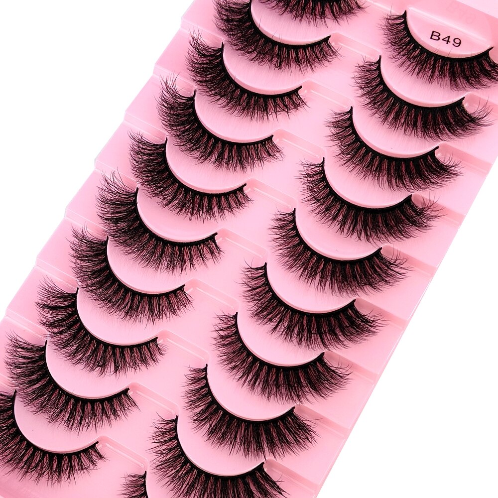 10Pairs 3D Faux Mink Hair False Eyelashes Natural Messy Eyelash Crisscross Wispy Fluffy Lashes Extension Big Eye Fake Lashes
