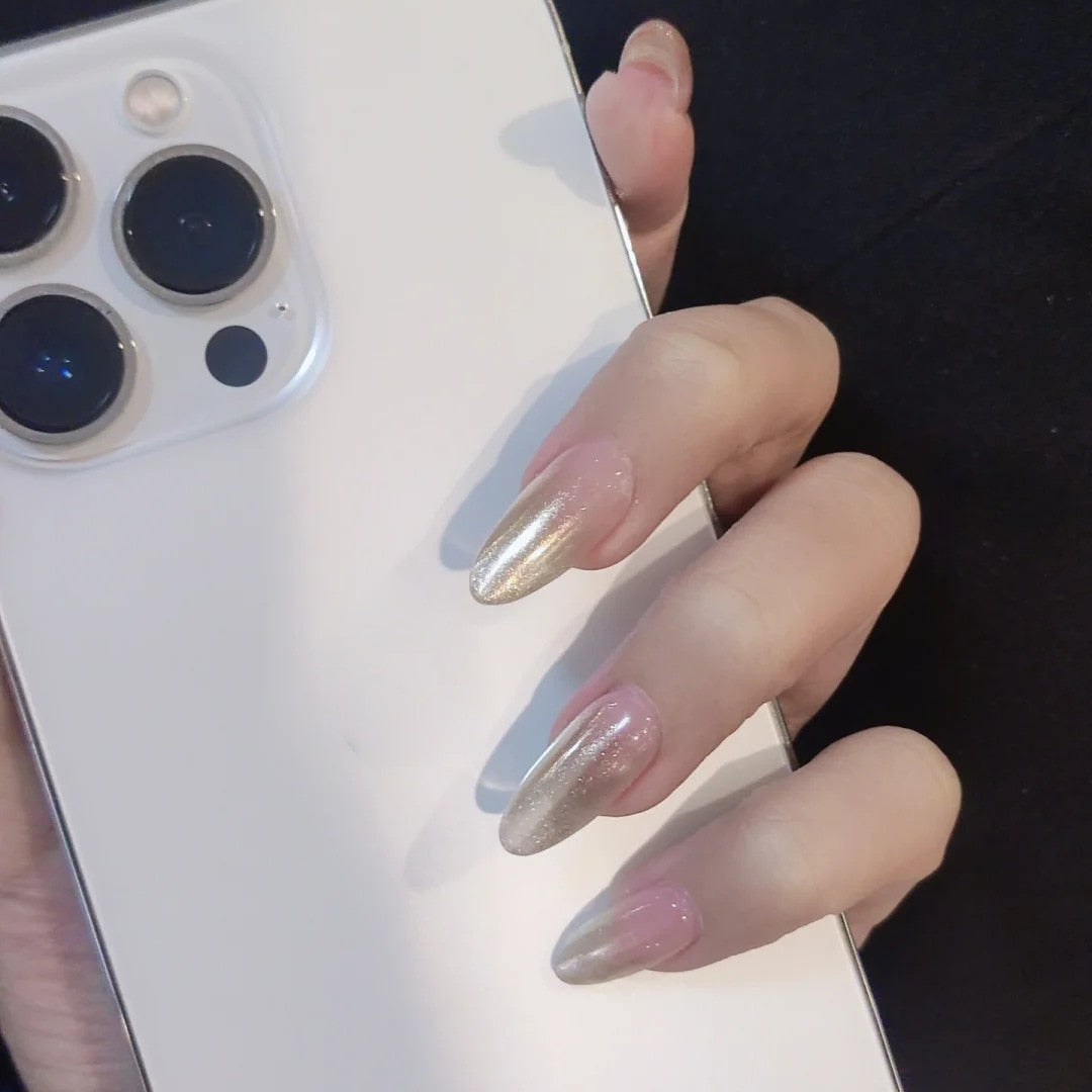24pcs Press on Nails Short Fake Nails with Glue Jelly Gradient Design Detachable Artificial Nail Acrylic Coffin False Nails Tips