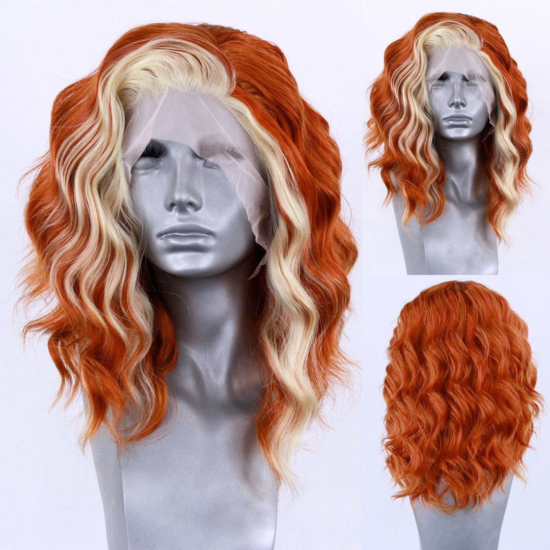 Synthetic Lace Front Wigs Short Bob Wig for Women Silver Brown Pink Blue Color Cosplay Short Wig