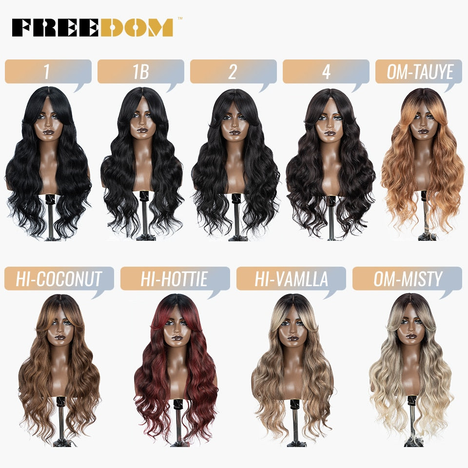 Synthetic Lace Wigs For Black Women Super Long Body Wavy Side Part Lace Wig Brown Ombre Blue Cosplay Wigs Heat Resistant