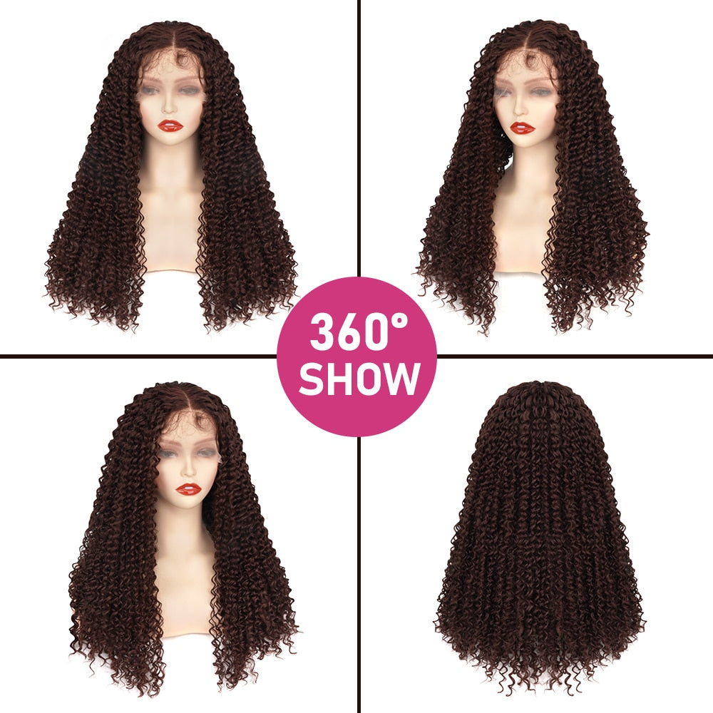 Reddish Brown Kinky Curly Wig Synthetic Lace Front Wigs For Women Copper Red Pre Plucked With Baby Hair Lace Closured Wig