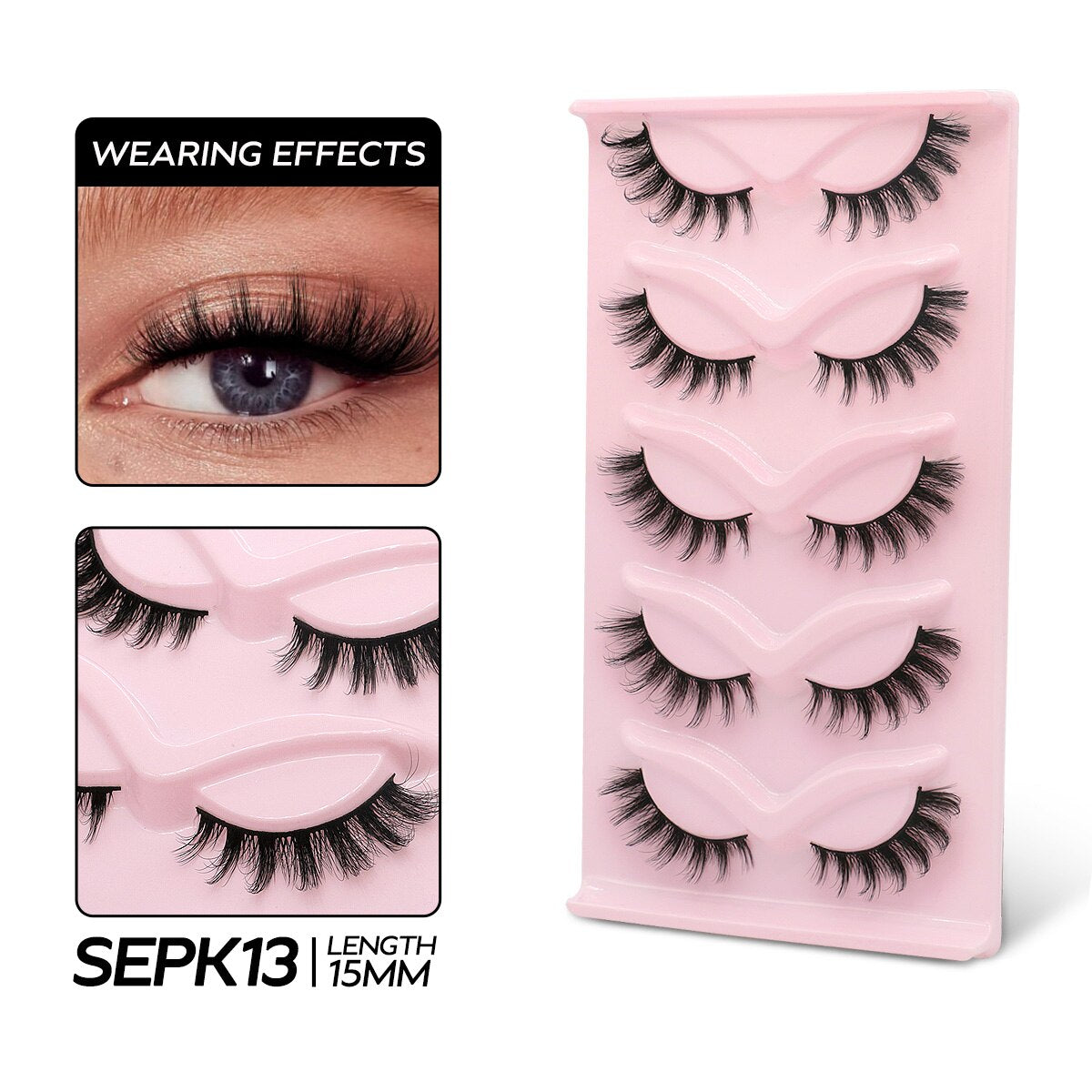 Cat Eye Lashes Fluffy Volume Mink False Eyelashes Winged End Eye Elongated Eyelashes 3D Mink Lashes Thick Fake Eyelash