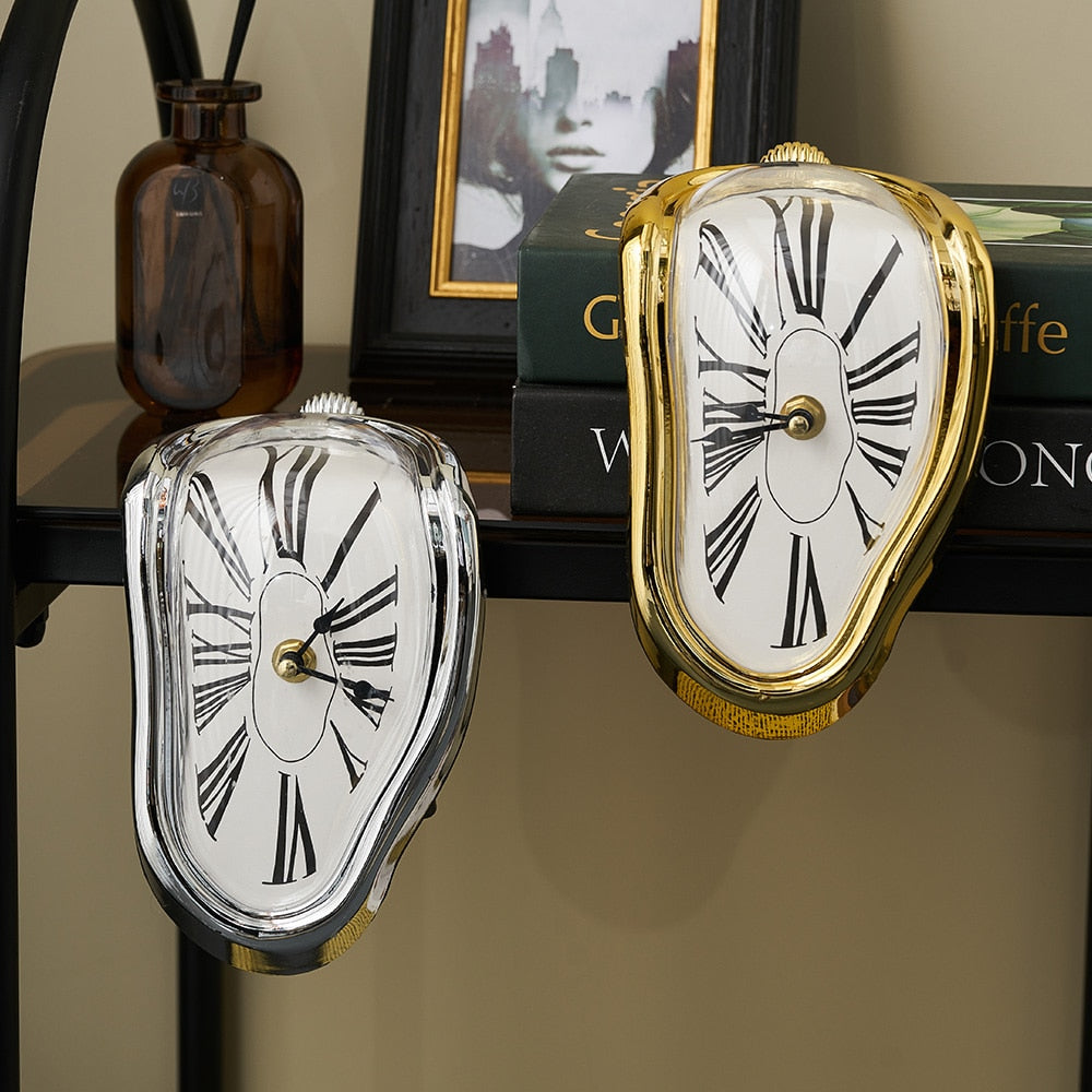 Twisted Clock Ornaments Creative Home Decor Desk Bookshelf Accessories Modern Living Room Decoration Figurines for Interior Gift