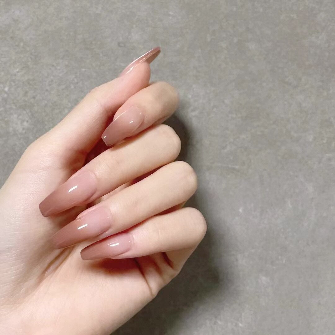 24pcs Press on Nails Short Fake Nails with Glue Jelly Gradient Design Detachable Artificial Nail Acrylic Coffin False Nails Tips