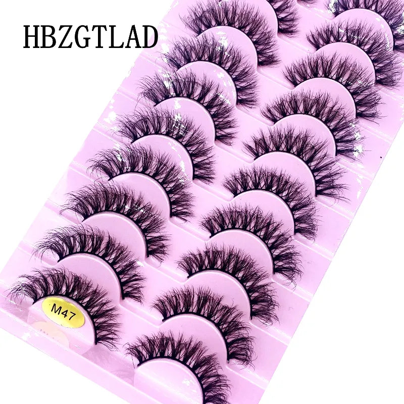 Fluffy 10 Pairs Faux Mink False Eyelashes Natural Long Lashes Crisscross Wispy Fake Eyelashes Extension