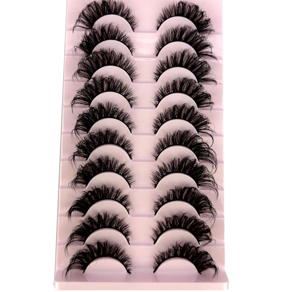 10Pairs False Eyelashes 6D Super Fluffy Wispy Faux Mink Eyelashes Cat Eye Dramatic Lashes Eyelash Extension