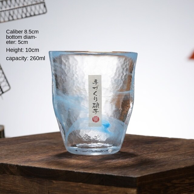 Japan Tsukiyeye Kobo Handmade Glass Smudge Hammered Glass Water Cup Wine Glass Tea Cup Red Wine Glass Vodka Artwork Sake Tumbler