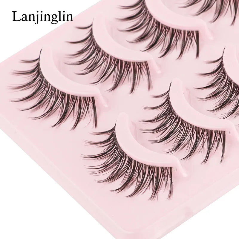 5 Pairs Set Natural False Eyelashes Manga Lashes 3D Faux Mink Lashes Soft Eyelash Extension