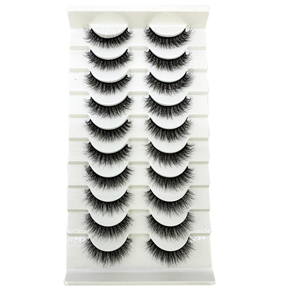10Pairs False Eyelashes 6D Super Fluffy Wispy Faux Mink Eyelashes Cat Eye Dramatic Lashes Eyelash Extension