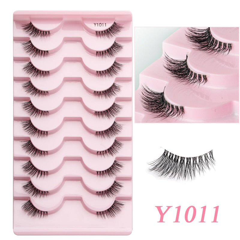 Faux Cils 5/10 Pairs Half Lashes Cat Eye Handmade Soft Fluffy Mink False Eyelashes Half Lashes maquillage