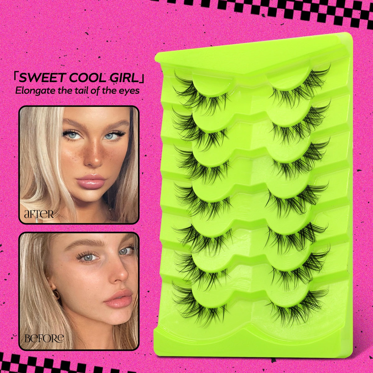 Cat Eye Lashes Natural long Clear Band Lashes Faux Mink Eyelashes Winged End Eye Elongated Eyelashes Fake Lashes Soft