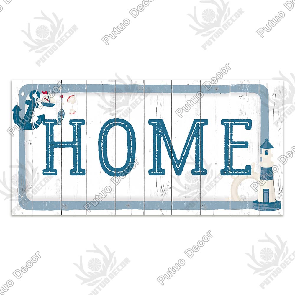 Putuo Decor Beach Home Signs Wood Wall Plaque Wooden Signs Welcome Decor Hanging Plate for Beach House Home Bedroom Tent Decor