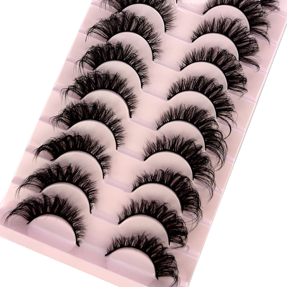 10Pairs False Eyelashes 6D Super Fluffy Wispy Faux Mink Eyelashes Cat Eye Dramatic Lashes Eyelash Extension