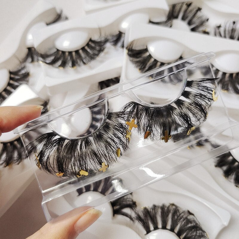 Faux Mink 25mm Lashes With Pink Blue Butterfly/Flower On Them Full Strip Diamond Cosmetics False Eyelashes