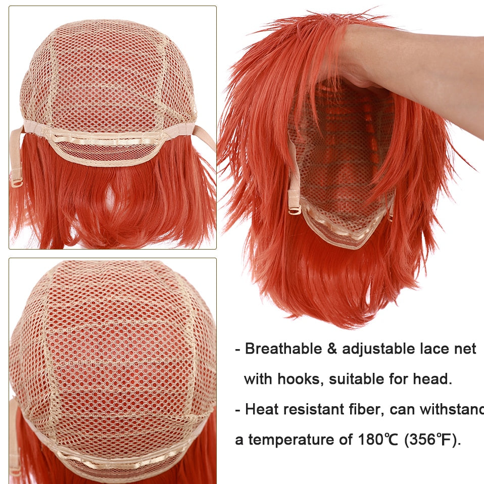 Synthetic Wig Cosplay Wig White Red Green Blue Pink Yellow Hair Short Layer Wig Fake Hair Extension Women Party Wig