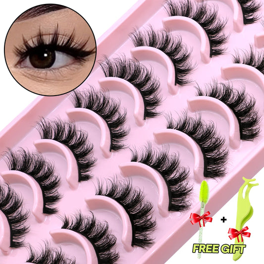 5/10 Pairs 3D Faux Mink Lashes Fluffy Soft Full Thick Wispy Natural long False Eyelashes Curly lashes