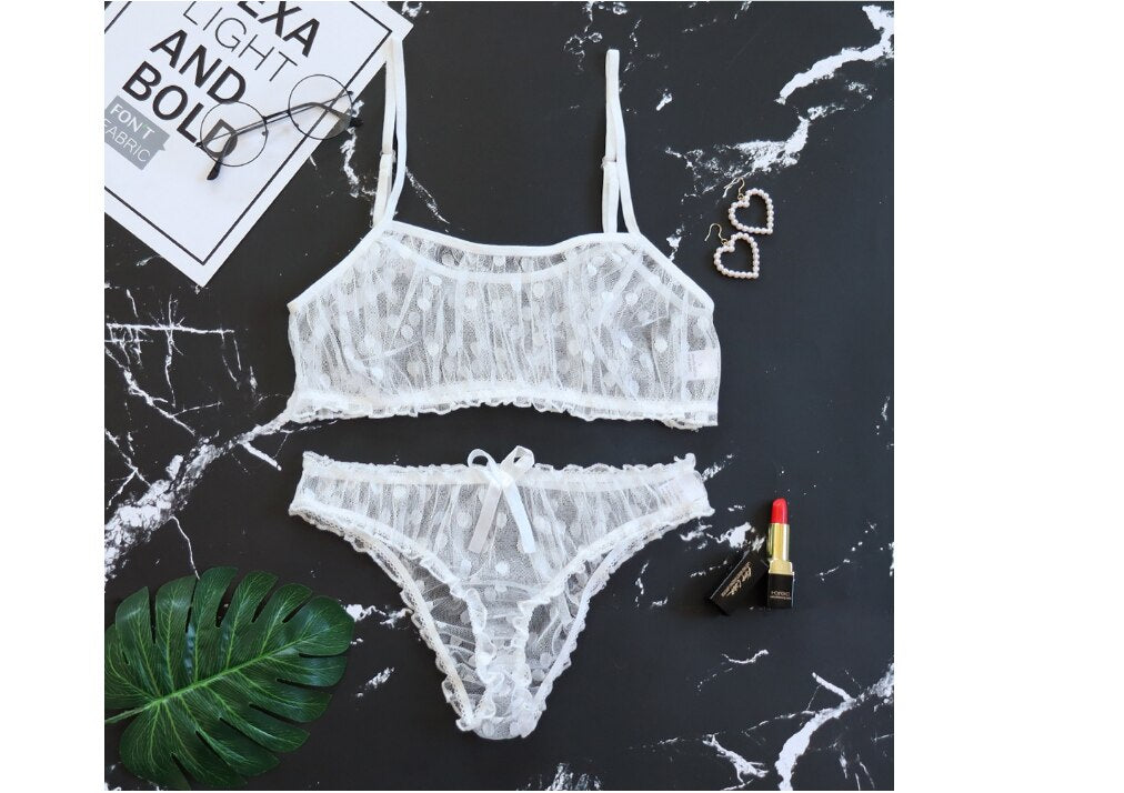 Women Sexy Lingerie Mesh Perspective Lace Seamless Bra Brief Sets Sexy Underwear Set Sensual Lingerie Erotic Sex Costume