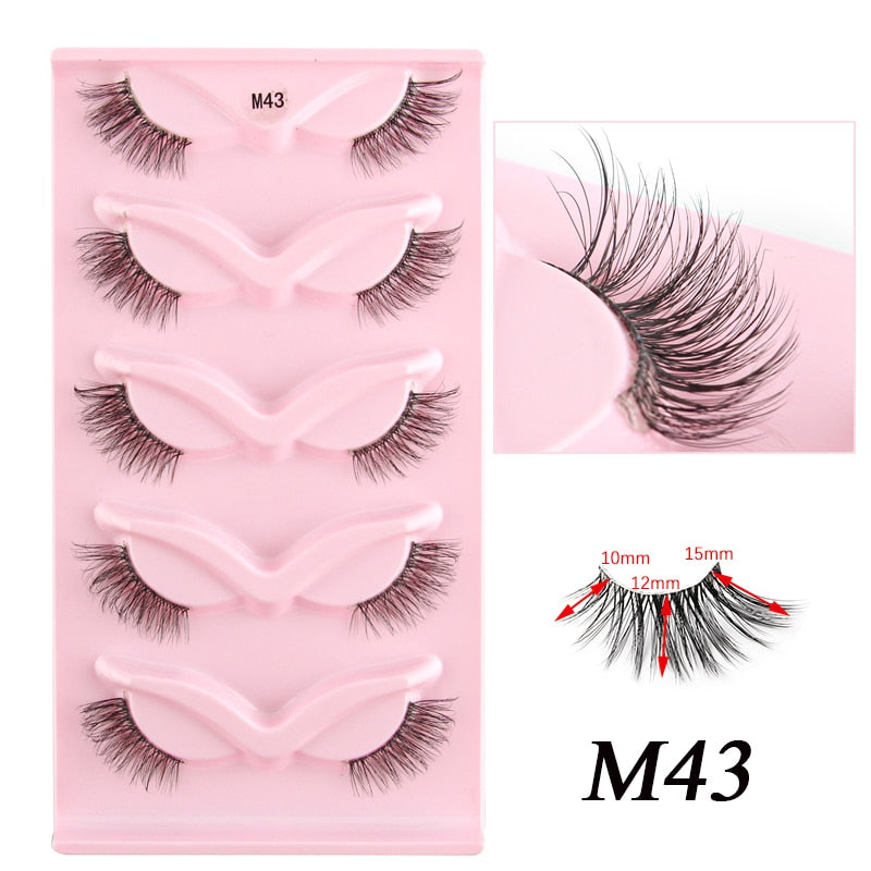3/5/10 Pairs Half Lashes Fox Eye Wispy Fluffy Faux Cils Natural Winged Fake Eyelashes Half Lashes maquillage