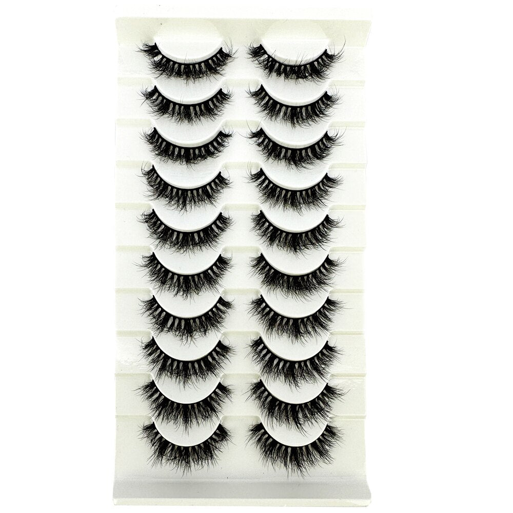 10Pairs False Eyelashes 6D Super Fluffy Wispy Faux Mink Eyelashes Cat Eye Dramatic Lashes Eyelash Extension