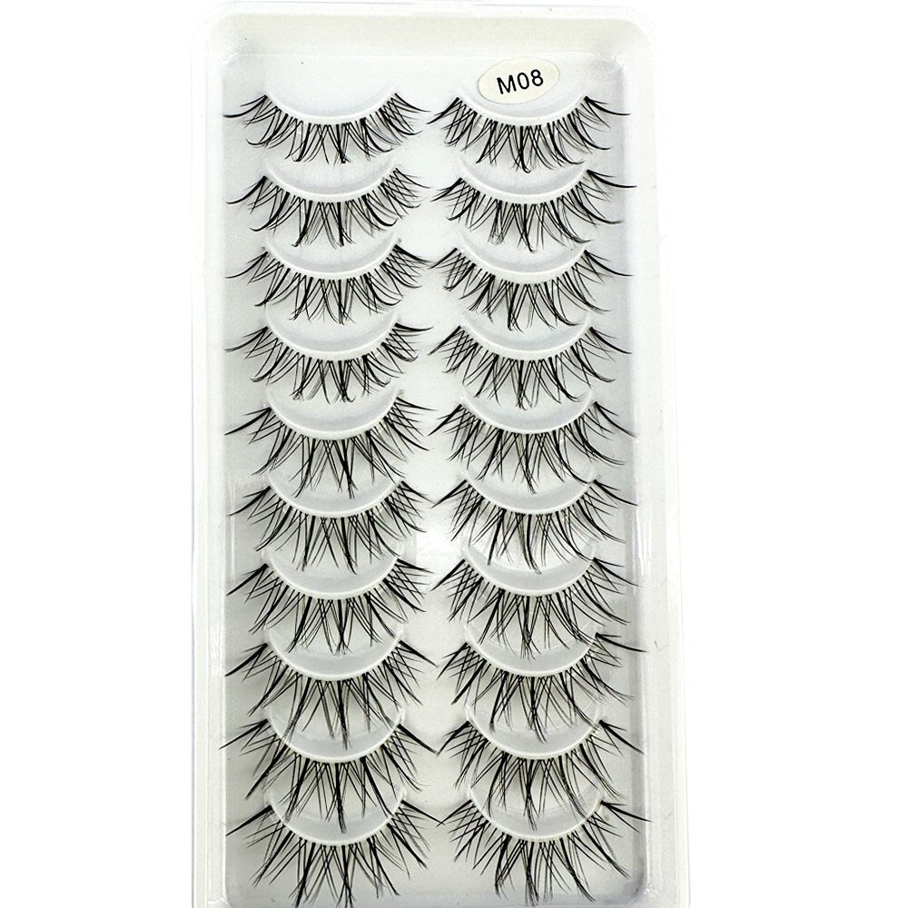 10pairs Mink Eyelashes Invisible Band Lash Extension Natural False Eyelashes Cross Cluster Fairy 3D Faux Big Eye Long Fake Lashes
