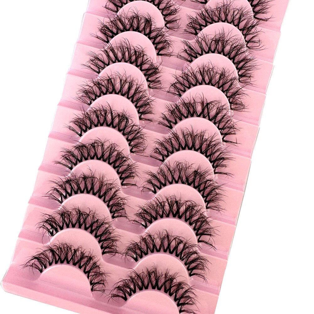10 Pairs3D Mink Invisible Lash Handmade Crisscross Eyelashes Clear Band Soft Strip Eyelash Natural Long Wispy False Lashes