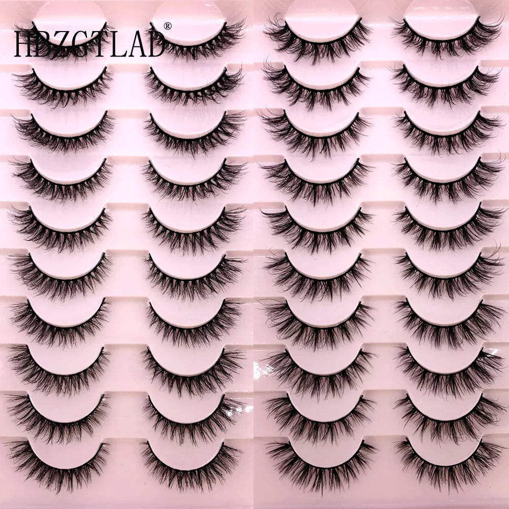 10 Pairs 3D Faux Mink Hair False Eyelashes Natural Messy Eyelash Crisscross Wispy Fluffy Lashes Extension