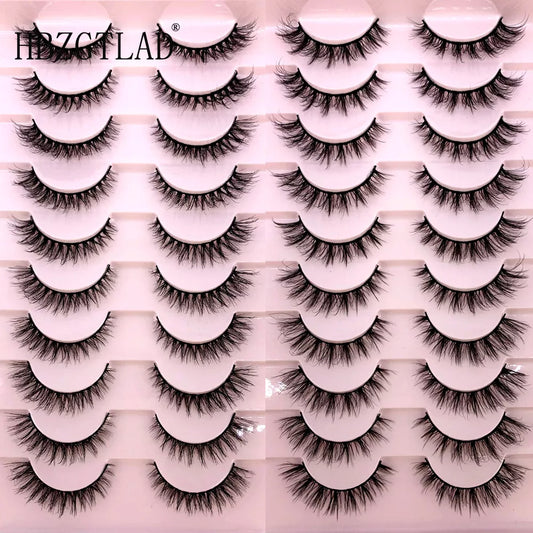 10 Pairs 3D Faux Mink Hair False Eyelashes Natural Messy Eyelash Crisscross Wispy Fluffy Lashes Extension