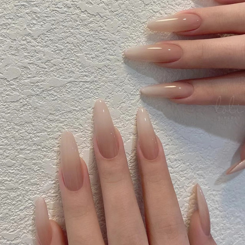 24pcs pink clouds design false nails with glue press on nails medium length acrylic nails coffin full cover nails tips supplies