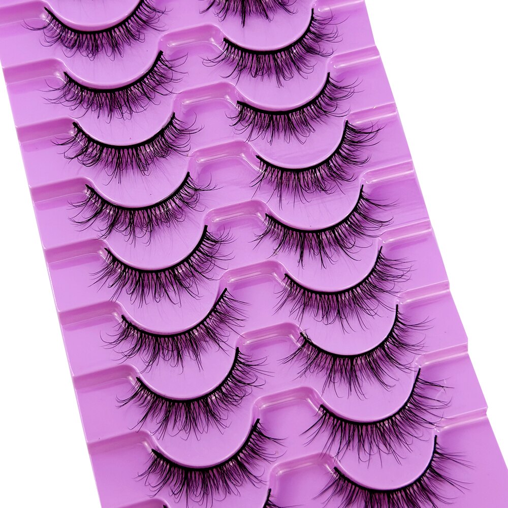 10 Pairs 3d False Eyelashes Cat Eye Wispy end eye elongated Thick Mink Lashes 5D Fluffy Natural Long Short Fake Lashes