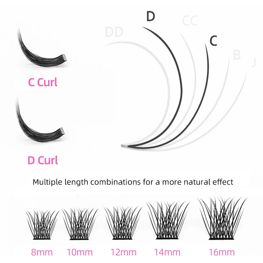 144pcs/case 100% Handmade DIY Lashes Extension 8-16mm Mix Length Eyelashes  Segmented Eyelashes Bundle Lash