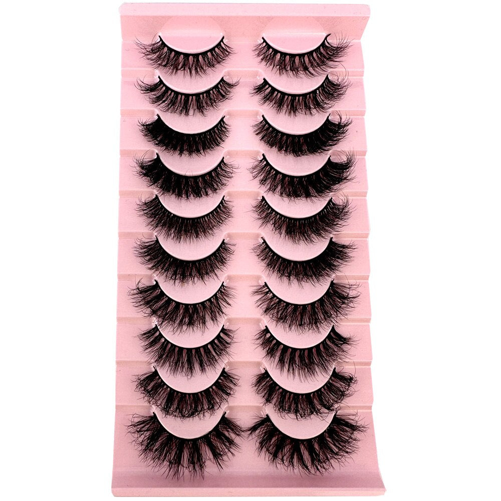 10Pairs False Eyelashes 6D Super Fluffy Wispy Faux Mink Eyelashes Cat Eye Dramatic Lashes Eyelash Extension
