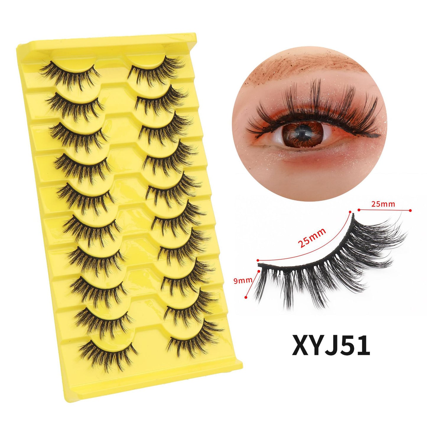 10 Pairs False Eyelashes Extension Natural Long Soft Fluffy Half Eye Cat Lashes Faux Mink Lashes Cils Magnétique