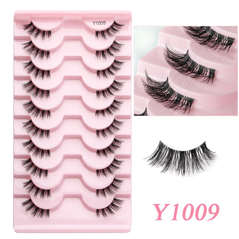 Faux Cils 5/10 Pairs Half Lashes Cat Eye Handmade Soft Fluffy Mink False Eyelashes Half Lashes maquillage