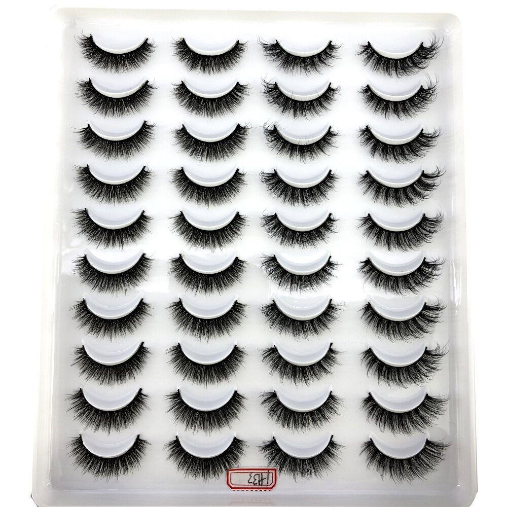 20 Pairs Fake Eyelashes Natural Cils Thick False Eyelashes Cross Eye Lashes Reusable Eyelash Curler