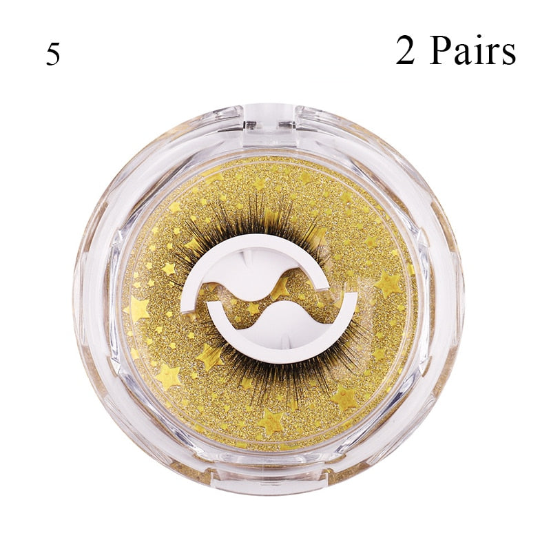 1 pair Self-adhesive False Eyelashes Glue Free 3D Strip Reusable Lashes Extension 3 Seconds To Wear Faux Mink Eyelash