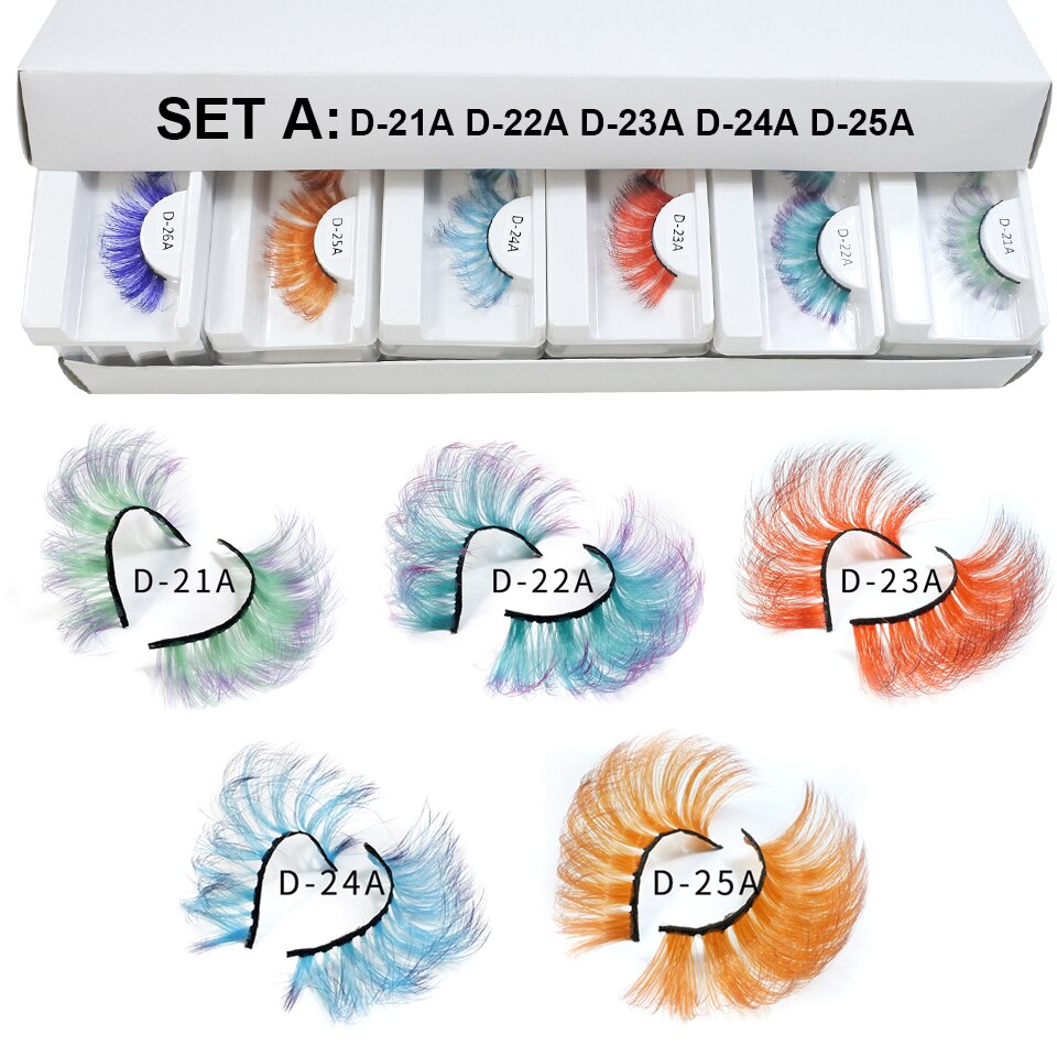 Lashes 5/10/30/50 Pairs Cosplay Party 3d Colored Eyelashes Faux Mink Lashes Supplies