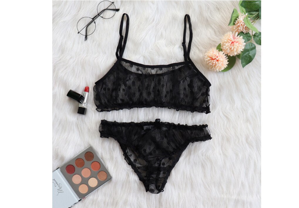 Women Sexy Lingerie Mesh Perspective Lace Seamless Bra Brief Sets Sexy Underwear Set Sensual Lingerie Erotic Sex Costume