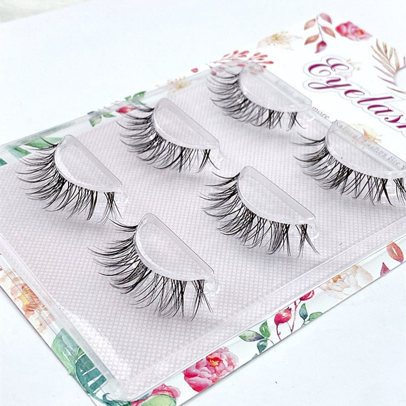 Mink Eyelashes 3 pair reusable false eyelashes invisible band
