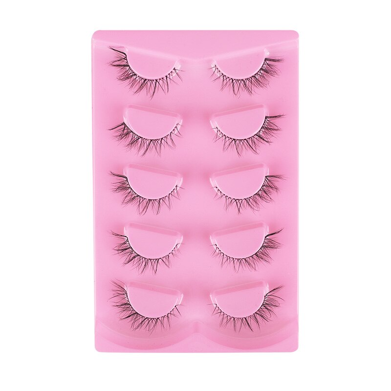 5pairs Lashes Manga Lashes 3D Clear Band Lashes Natural Look Wispy Mink Eyelashes Fluffy Cat Eye Lashes individual Eyelashes