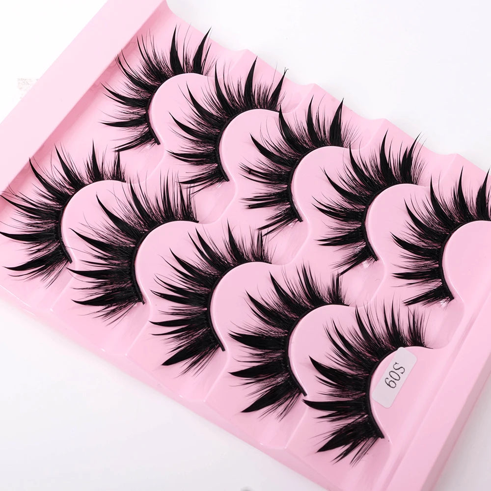 5 Pairs Wet False Eyelashes Naturally Wear False Eyelashes Everyday Sharp Tail Thick Simulation Cross