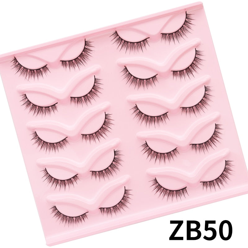 5/7/10Pairs Cat Eye Lash False Eyelashes Natural Faux Mink Eyelashes