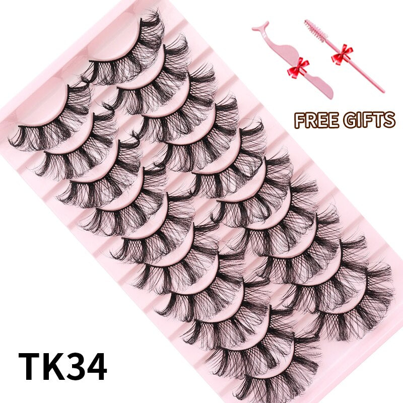 3D Mink Eyelashes Russian False Eyelashes DD Curl 10-23mm Reusable Fluffy False Eyelashes Extensions Mink Lashes