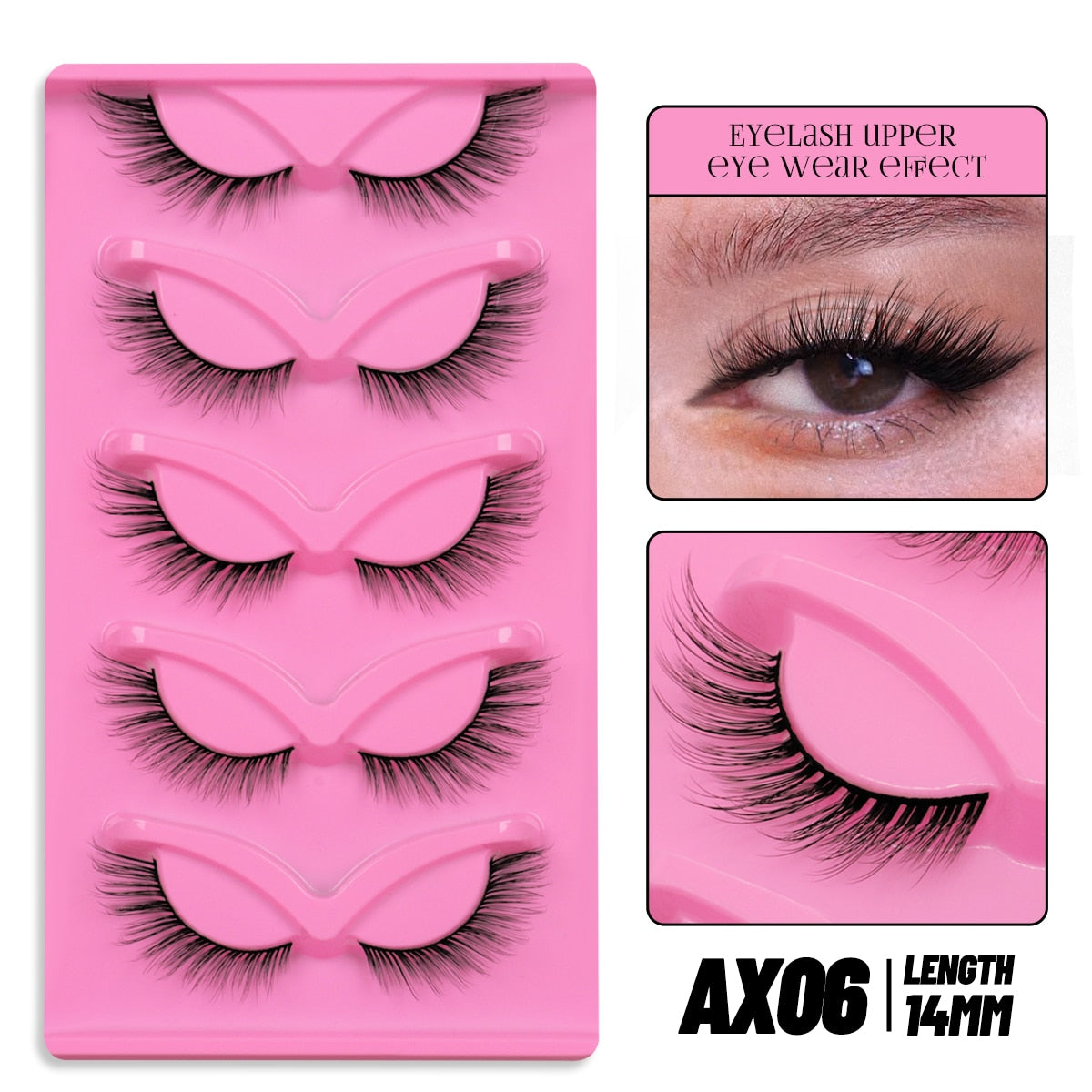 Cat EyeLashes 5 pairs Short Fluffy Eyelashes Soft Natural long Strip Lashes Winged End Eye Elongated Lashes