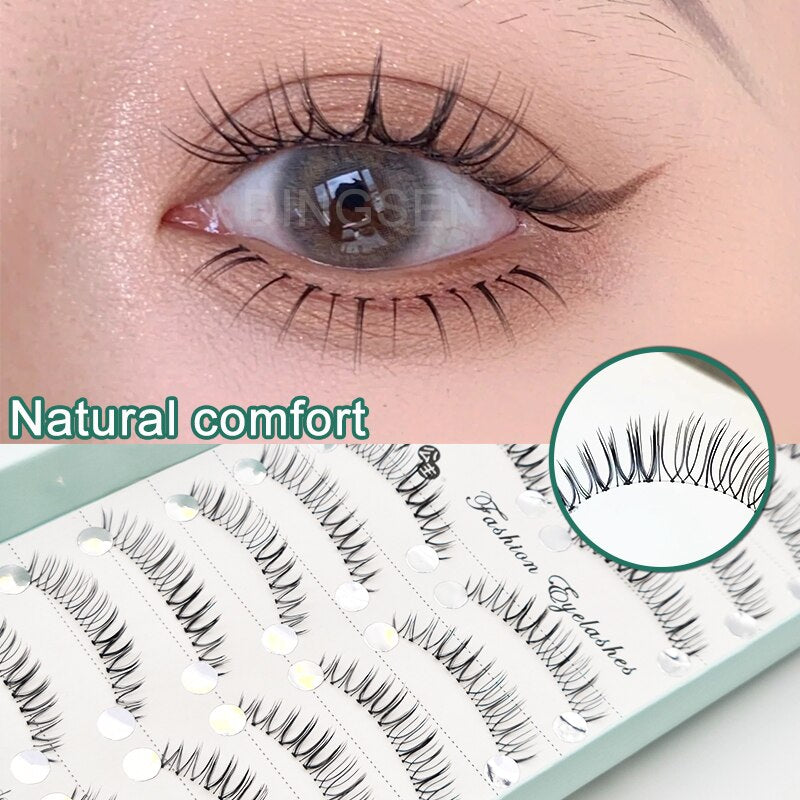 Manga Lashes Faux Cils 3/5/10 Pairs Lashes Soft and Slender False Eyelashes Transparent Stem Eyelashes Lash Extension